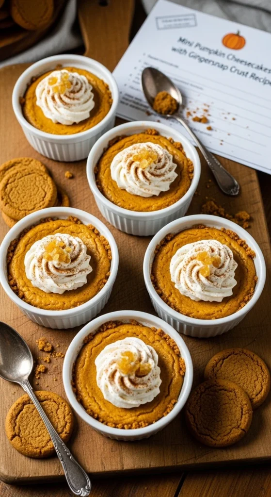 Mini Pumpkin Cheesecakes with Gingersnap Crust Recipe