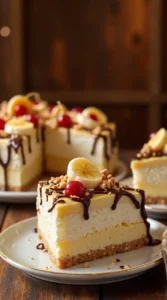 No-Bake Banana Split Cheesecake final look