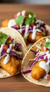 Crispy Fish Tacos with Yogurt Sauce