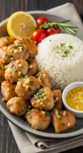 Garlic Butter Chicken Bites with Rice