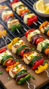 Grilled Veggie & Halloumi Skewers