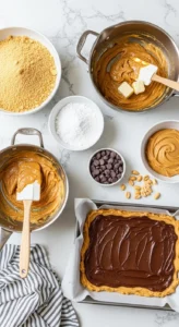 No Bake Chocolate Peanut Butter Bars cooking