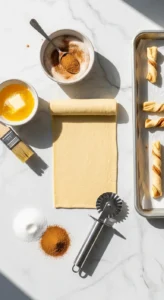 Puff Pastry Cinnamon Twists cooking