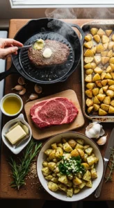Steak Herb Butter Potatoes Recipe cooking