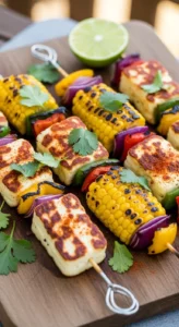 Charred Corn & Halloumi Skewers