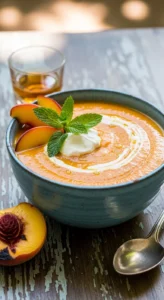 Roasted Peach & Bourbon Summer Soup