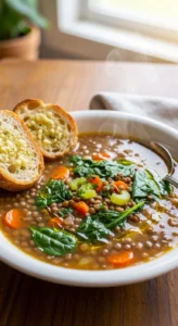 Quick Lentil & Spinach Soup (Healthy but Actually Tasty)