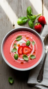Strawberry Basil Cold Soup (Yes, It Works)