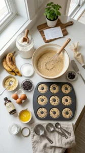 Banana Chocolate Chip Baked Donuts cooking