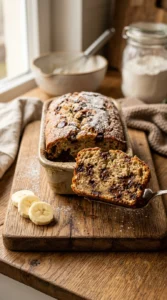Banana Chocolate Chip Loaf Cake looks