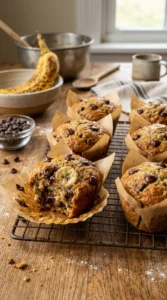 Banana Chocolate Chip Muffins look