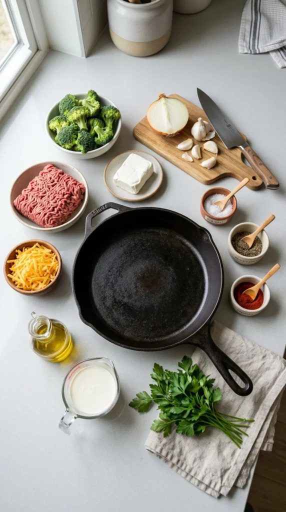 Cheesy Beef Broccoli Skillet Recipe 1