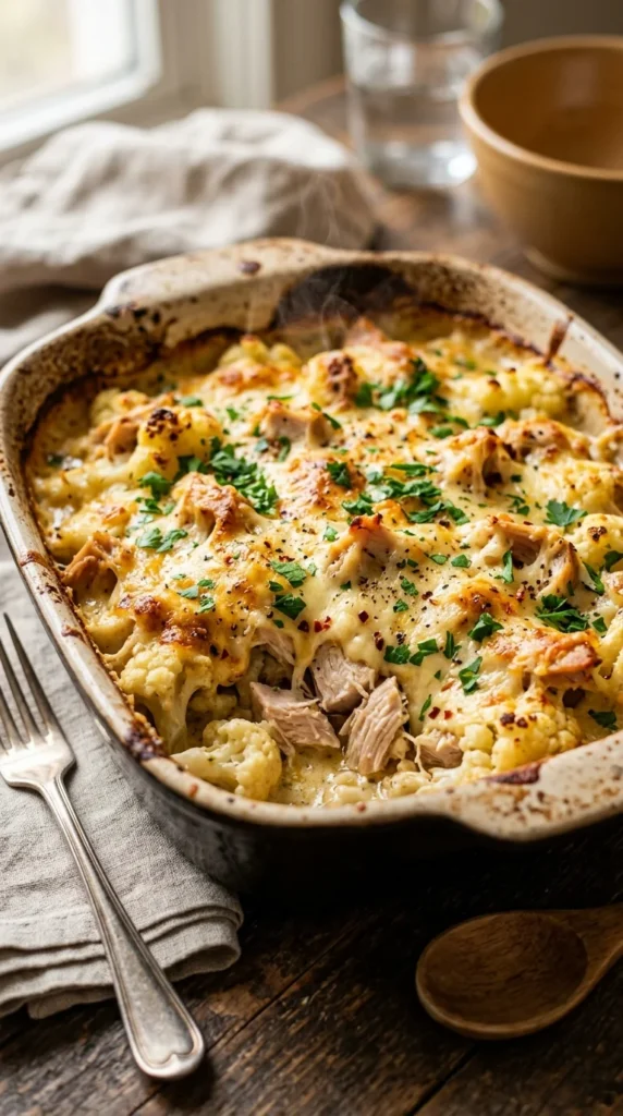Cheesy Cauliflower Chicken Casserole Recipe