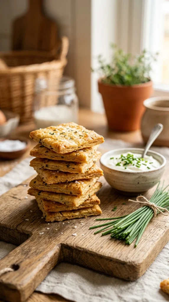 Easy Keto Sour Cream and Chive Crackers