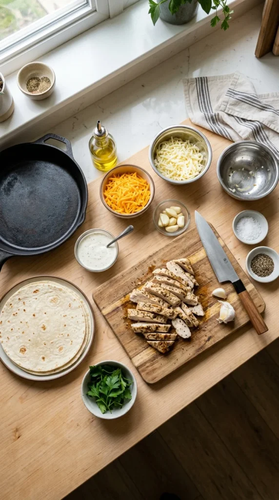 High-Protein Chicken Ranch Quesadilla (Low-Carb)
