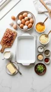 Keto Bacon Egg Cheese Casserole Recipe ingredients
