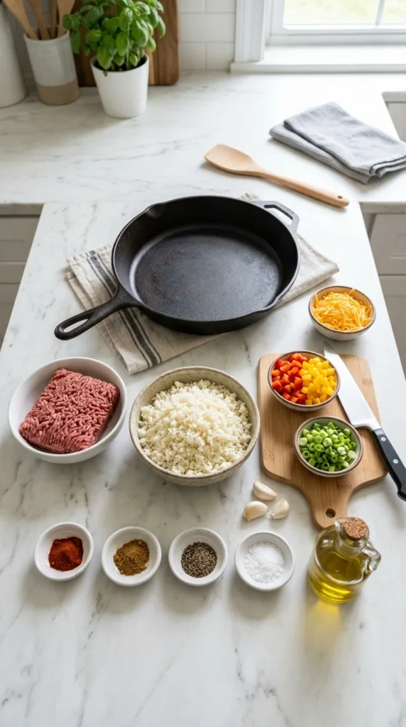 Keto Beef & Cauliflower Rice Skillet