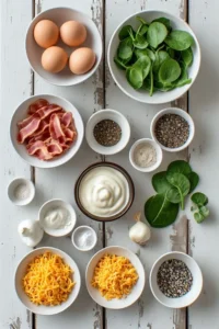 Keto Crustless Bacon & Cheese Quiche Recipe ingredients
