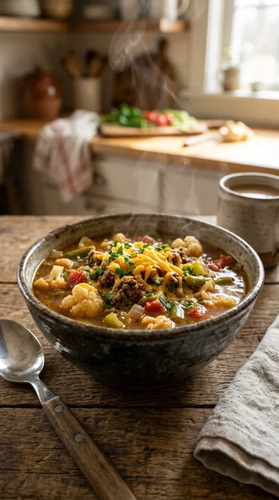 Keto Hamburger Soup Recipe cooking