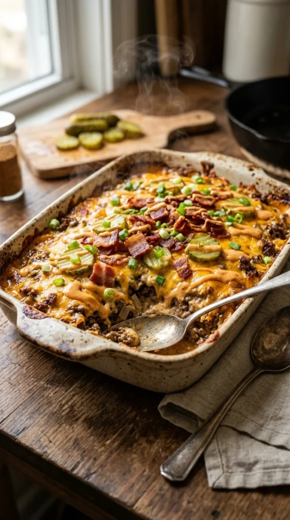 Low-Carb Bacon Cheeseburger Casserole Recipe looks
