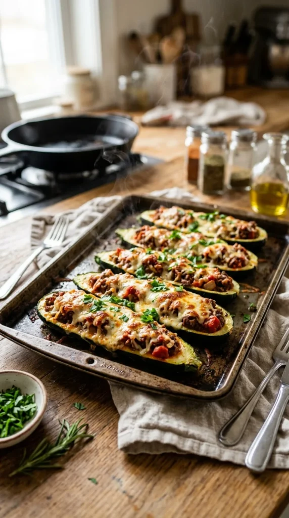 Low Carb Beef Zucchini Boats Recipe