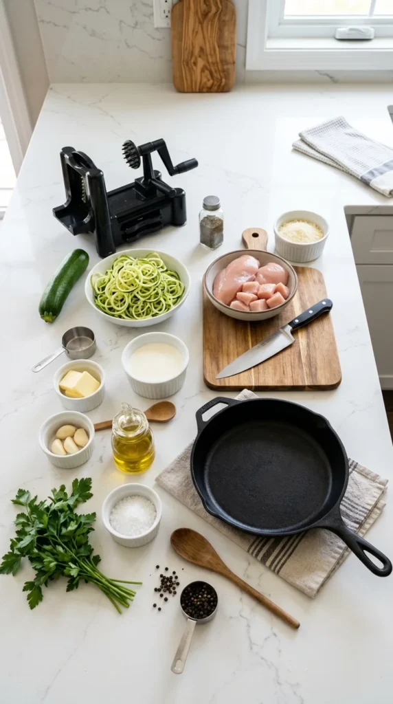 Low Carb Chicken Alfredo with Zoodles