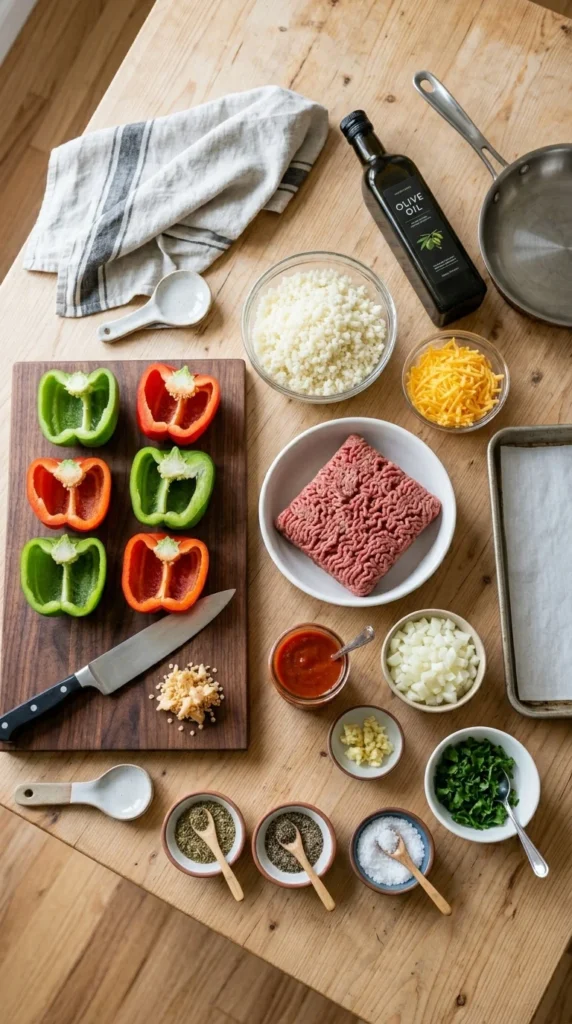 Low Carb Stuffed Bell Peppers with Ground Beef 1