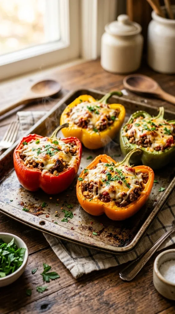 Low Carb Stuffed Bell Peppers with Ground Beef 1