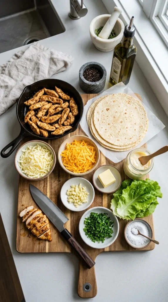 Low Carb Wraps (Cheesy Garlic Chicken)