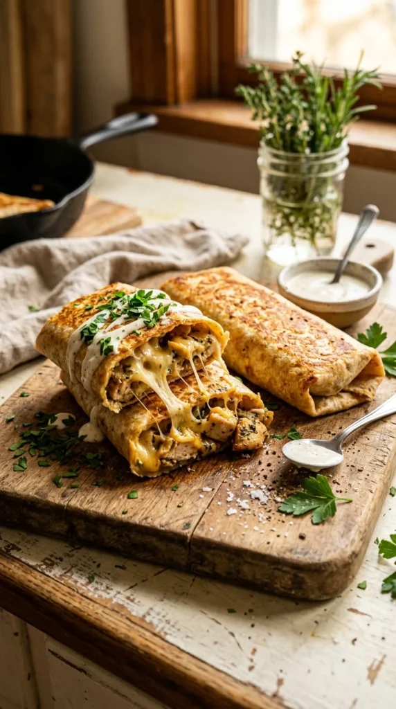 Low Carb Wraps (Cheesy Garlic Chicken)