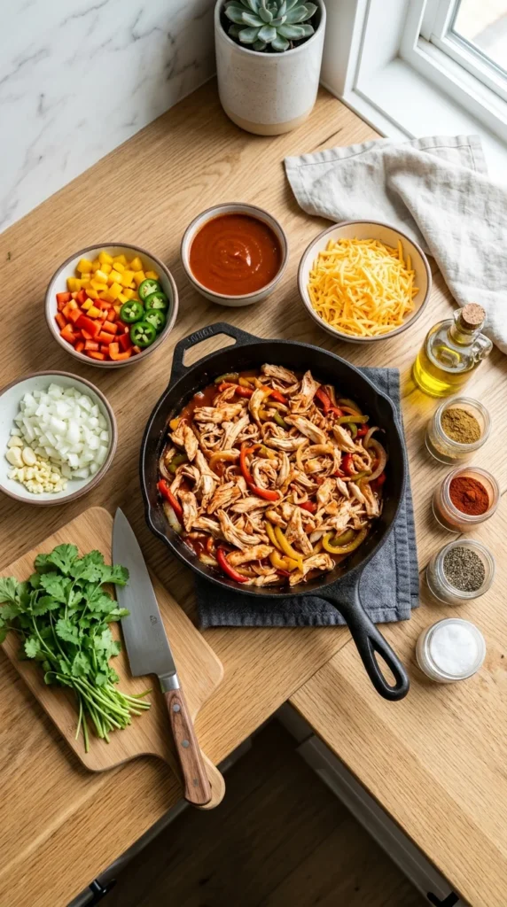 One Pot Keto Low Carb Chicken Enchilaada Skillet