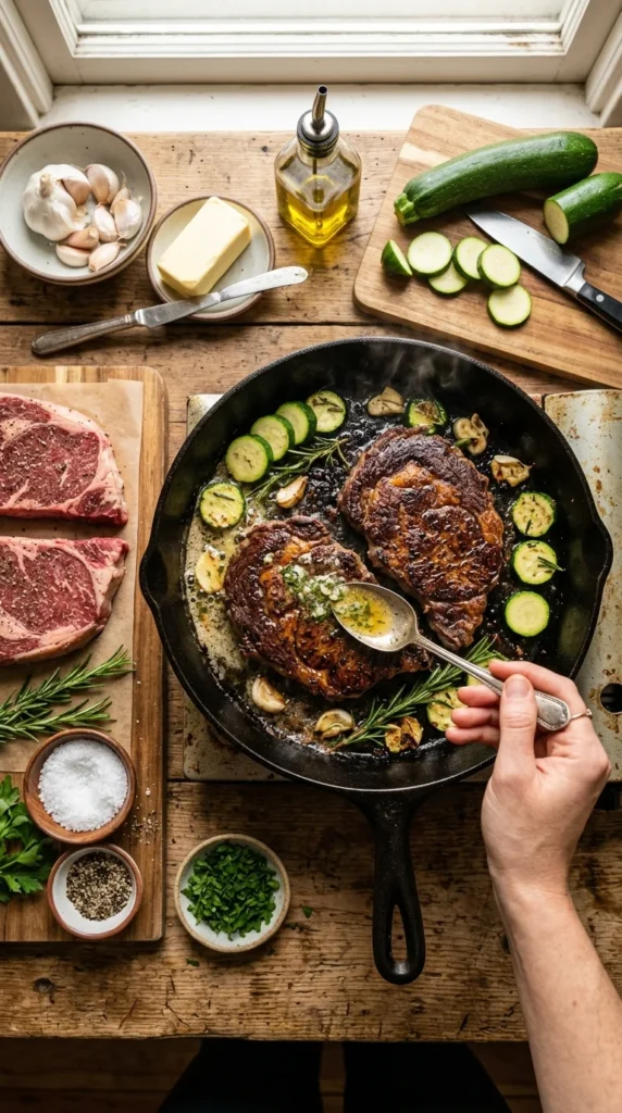 Garlic Butter Steak with Zucchini