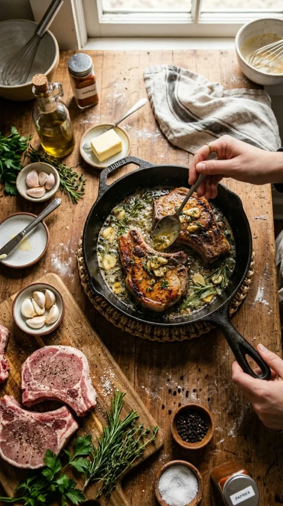 Garlic Pork Chops cooking