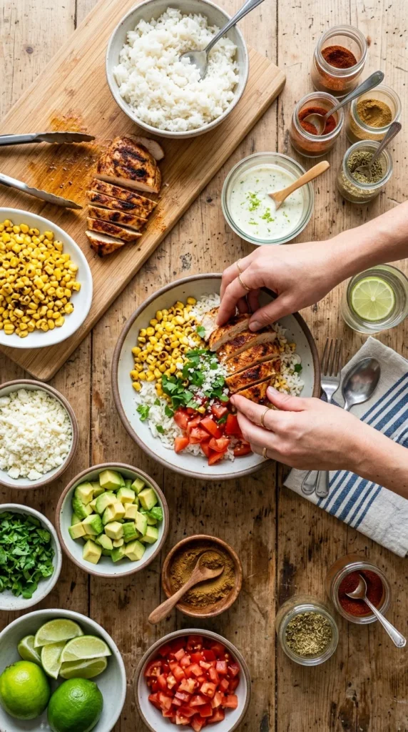 Street Corn Chicken Rice Bowl