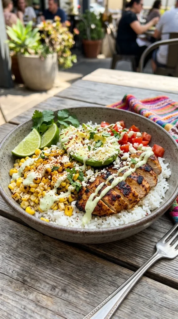 Street Corn Chicken Rice Bowl