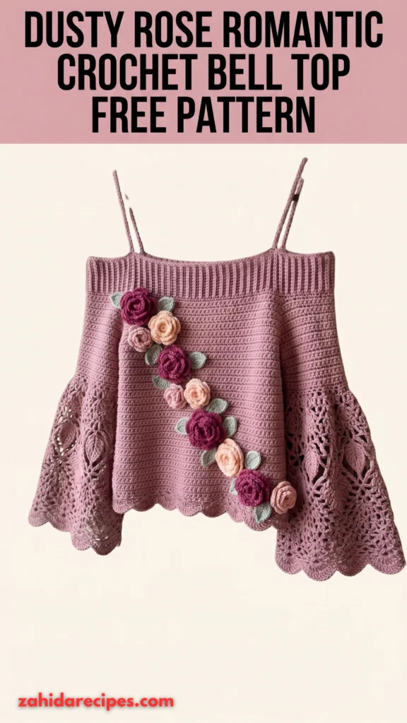 Dusty Rose Romantic Crochet Bell Top