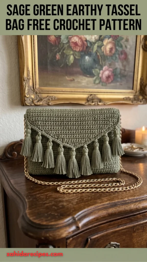 Sage Green Earthy Tassel Bag