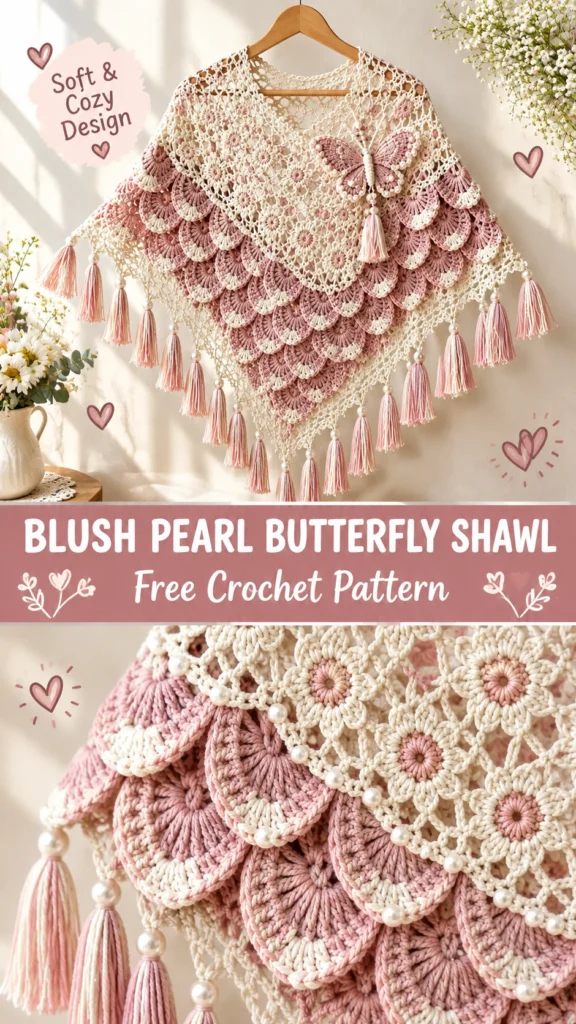 Blush Pearl Butterfly Shawl