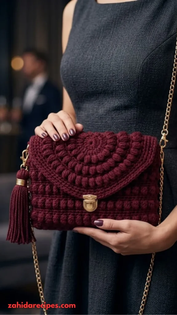 Burgundy Wine Bobble Spiral Clutch