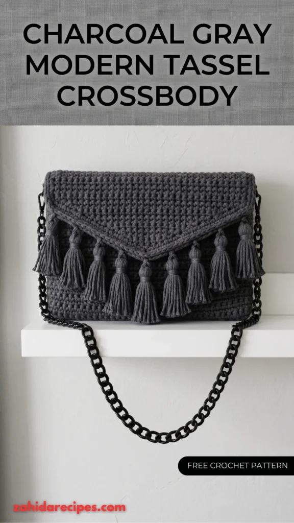 Charcoal Gray Modern Tassel Crossbody