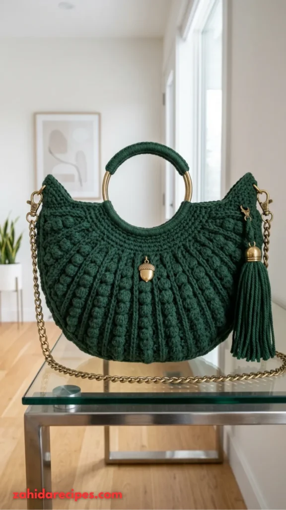 Forest Green Woodland Moon Purse with Antique Gold