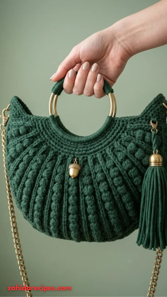 Forest Green Woodland Moon Purse with Antique Gold