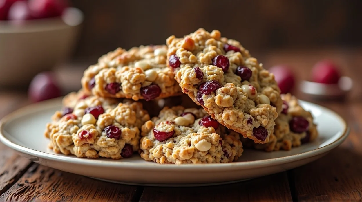 Bakery-Style Cranberry White Chocolate Oatmeal Cookies Recipe