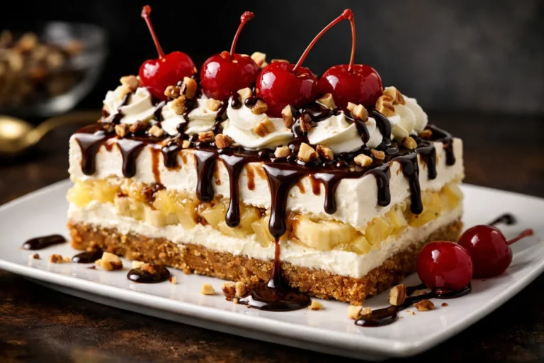 No Bake Banana Split Cheesecake