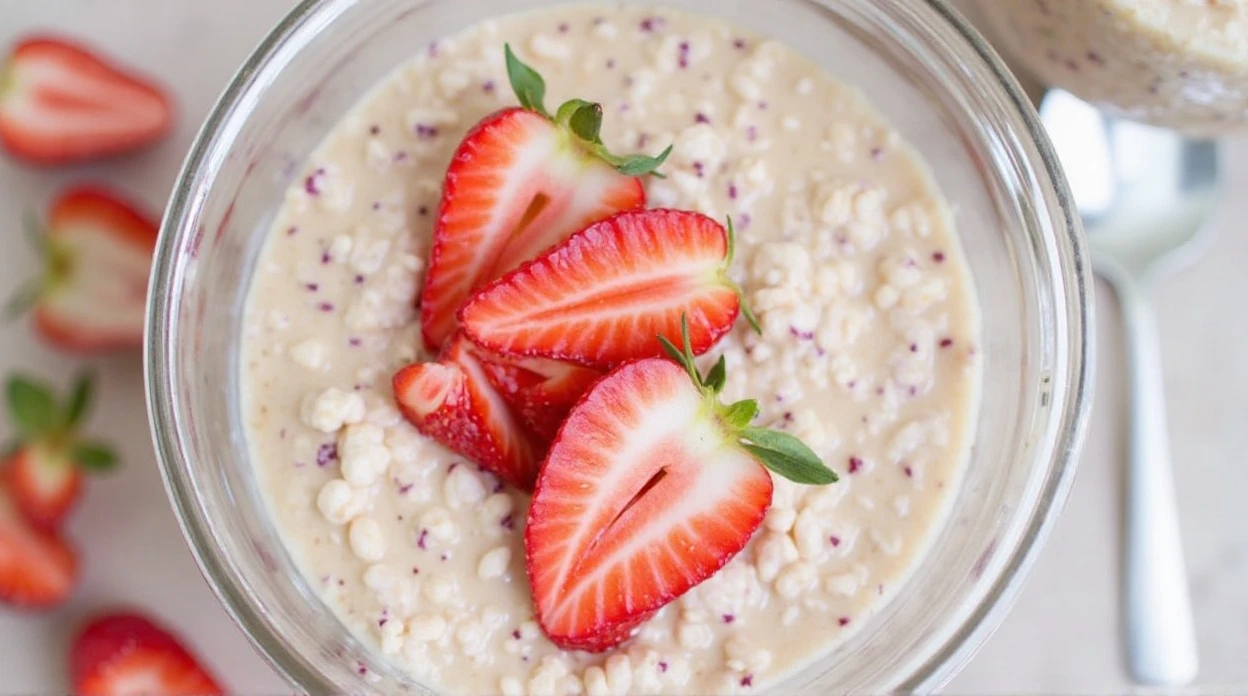 Strawberries and Cream Overnight Oats Recipe – A Creamy Bliss recipe