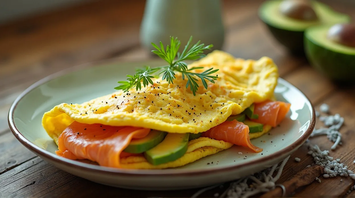Keto Avocado Salmon Omelet