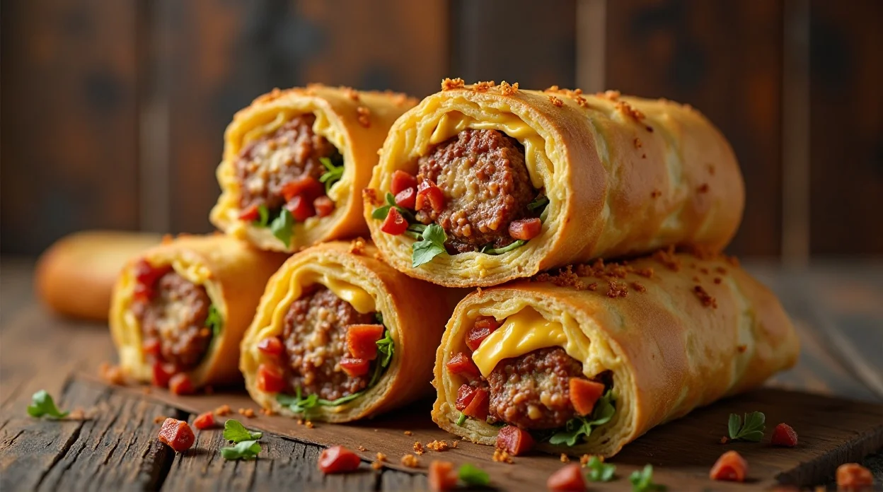 Loaded Cheeseburger Egg Rolls