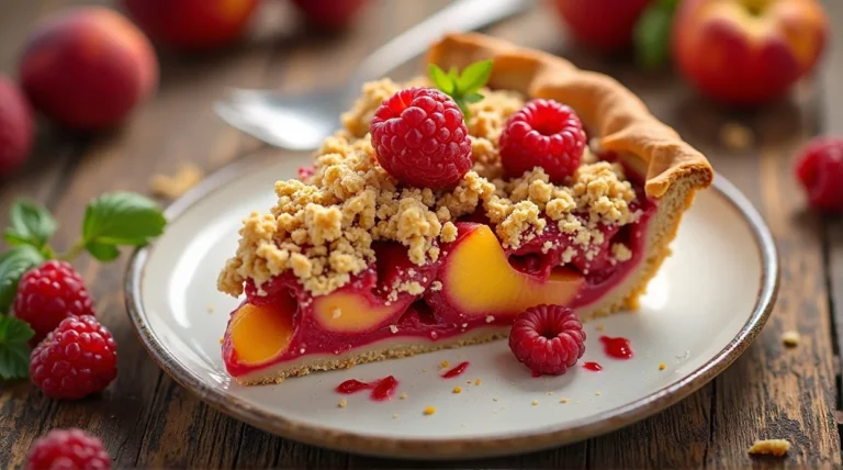 Peach Raspberry Crumble Pie
