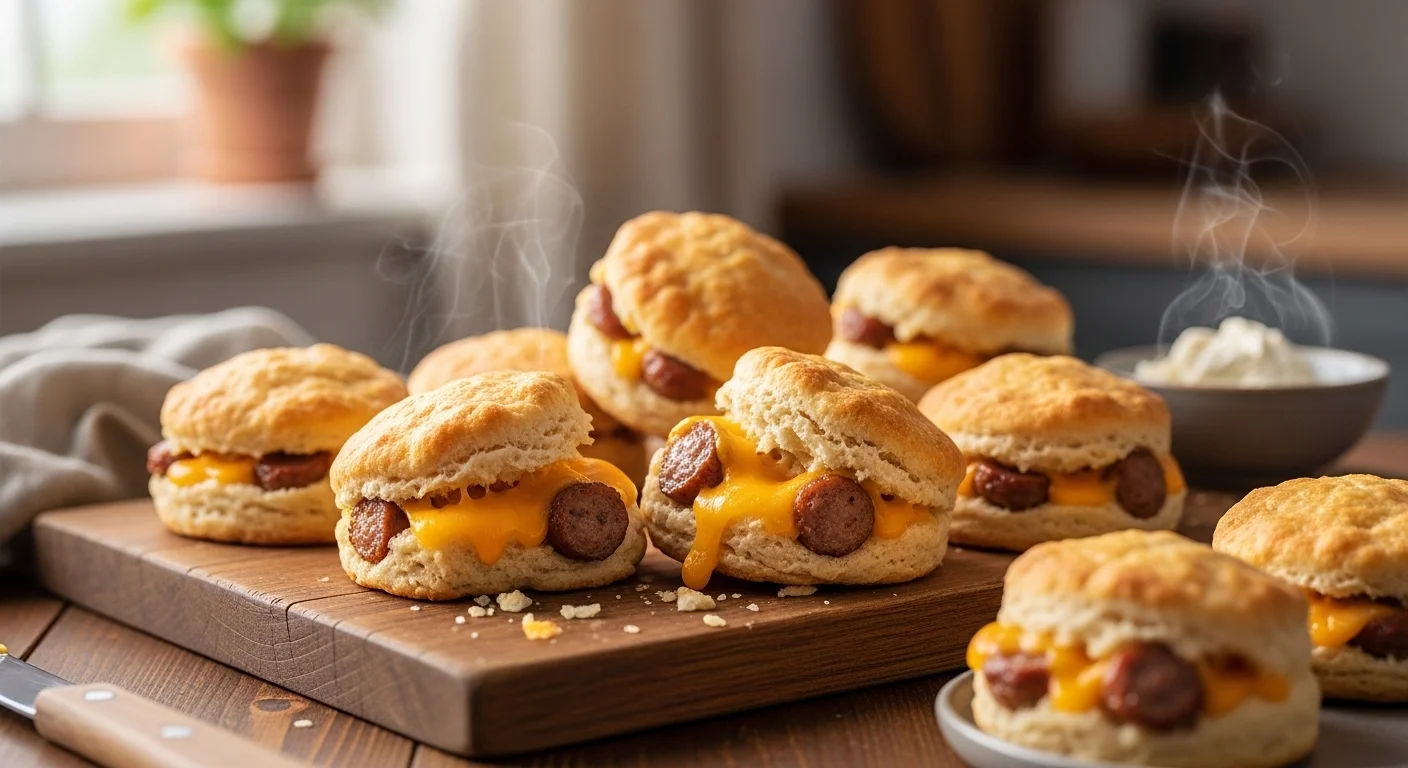 Fluffy Keto Sausage & Cheese Biscuits