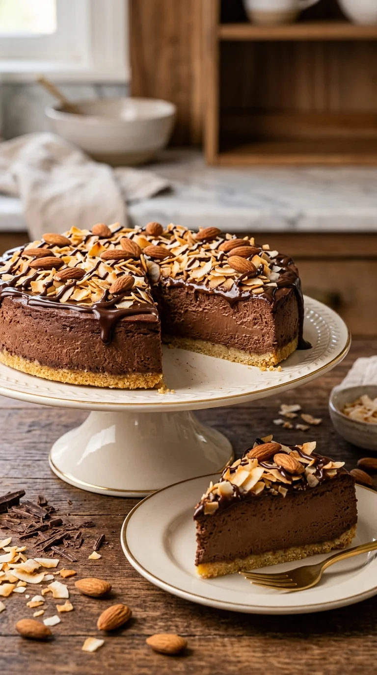 Almond Joy Keto Cheesecake Recipe looks